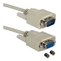 QVS DB-9 RS-232 Serial Male to DB-9 RS-232 Serial Female Adapter Cable 3 ft. - Beige