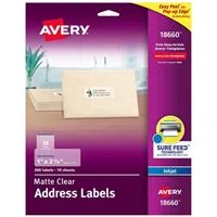 Avery 18660 Matte Clear Address Labels