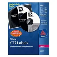 Avery 5692 White CD Labels for Laser Printers