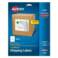 Avery 8165 Shipping Address Labels, 8 1/2&quot; x 11&quot;, TrueBlock Technology, Permanent Adhesive, 25 Full Sheet Labels, Inkjet Printers