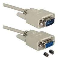 QVS DB-9 RS-232 Serial Female to DB-9 RS-232 Serial Male Adapter Cable 6 ft. - Beige