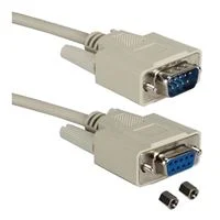 QVS DB-9 RS-232 Serial Female to DB-9 RS-232 Serial Male Adapter Cable 15 ft. - Beige