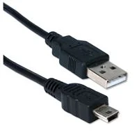 QVS USB 2.0 (Type-A) Male to USB Mini-B 5 Pin Male Cable 10 ft. - Black