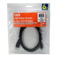 QVS USB 2.0 (Type-A) Male to USB Mini-B 5 Pin Male Cable 15 ft. - Black