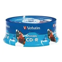 Verbatim CD-R 52x 700 MB/80 Minute Inkjet Printable Disc 25-Pack Spindle