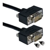 QVS VGA Male to VGA Male Tri-Shield Fully-Wired Cable w/ Interchangeable Mounting 3 ft. - Black