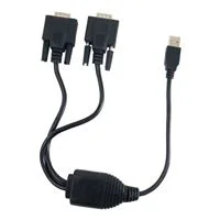 Micro Connectors USB 2.0 (Type-A) Male to Dual DB-9 RS-232 Serial Male Adapter Cable 1 ft.