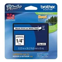 Brother 1/4&quot; Black on White Tape