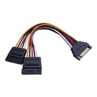 QVS 15-Pin Male to 2x 15-Pin Female Dual SATA Internal Y Power Cable 6 in.