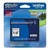 Brother TZe111 Black On Clear Extra Strength Replacement P-touch Tape