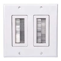 Just Hook It Up Decor Style Brush Bulk Cable Wall Plate Dual Gang - White