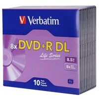 Verbatim Life Series DVD+R DL 8x 8.5 GB/240 Minute Disc 10-Pack Jewel Case
