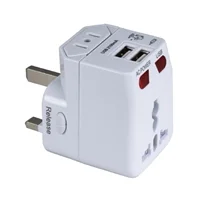 QVS Premium World Power Travel Adapter Kit with Surge Protection and 2.1Amp Dual-USB Charger