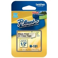 Brother M-131 12mm Black on Clear M tape for P-touch