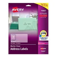 Avery 15663 Matte Clear Shipping Labels