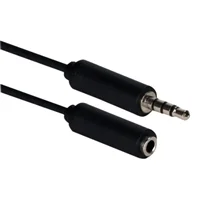 QVS 3.5mm Male to 3.5mm Female 3-Ring Mini-Stereo Audio Extension Cable 12 ft. - Black