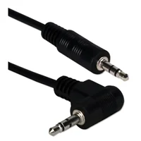 QVS 3.5mm Male to 3.5mm Male Mini-Stereo Right-Angle Audio Cable 6 ft. - Black