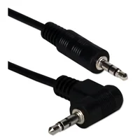 QVS 3.5mm Male to 3.5mm Male Mini-Stereo Right-Angle Audio Cable 12 ft. - Black