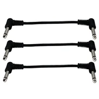 QVS 1/4&quot; Male to 1/4&quot; Male Right-Angle Instrument Audio Cable (3-Pack) 6 in. - Black