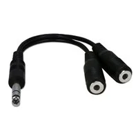 QVS 1/4 Male to Dual-3.5mm Female Audio Y-Adapter