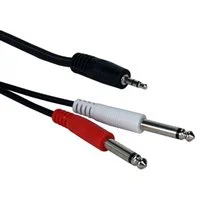 QVS 3.5mm Male to Dual 1/4&quot; Male Audio Y Cable 6 ft. - Black