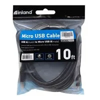 Inland USB (Type-A) Male to Micro-USB (Type-B) Male Cable 10 ft. - Black