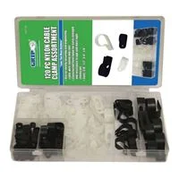 Grip Cable Clamp Kit Assorted Size 120 pack - Black/ White