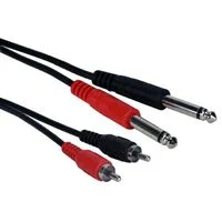 QVS Dual-RCA Male to Dual-1/4 TS Audio Conversion Cable 10 ft. - Black