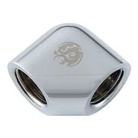 Bitspower 90-Degree With Dual Inner G1/4&quot; Extender - Silver Shining