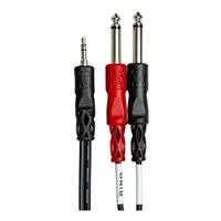 Hosa Technology Male 3.5mm to Dual Male 1/4&quot; Slitter Cable 3 ft.  - Black