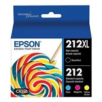 Epson 212XL High Capacity Black and 212 Standard Color Ink Cartridge Combo Pack