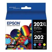 Epson 202XL High Capacity Black and Standard Color Ink Cartridges 4-Pack