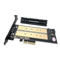 Micro Connectors M.2 NVMe + M.2 SATA 110mm SSD PCIe x4 Adapter with Heat Sink