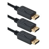 QVS DisplayPort Male to DisplayPort Male 4K Ultra HD Cables, 3 Pack, 10 ft. - Black w/ Latches