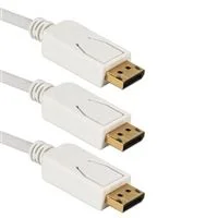 QVS DisplayPort Male to DisplayPort Male 4K Ultra HD Cable, 3 Pack w/ Latches 6 ft. - White