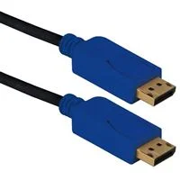 QVS DisplayPort Male to DisplayPort Male 4K Ultra HD Cable w/ Blue Connectors and Latches 10 ft. - Black