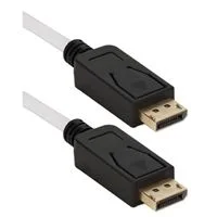 QVS DisplayPort Male to DisplayPort Male 4K Ultra HD Cable w/ Latches and Black Connectors 6 ft. - White