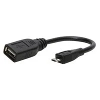 Inland Micro-USB (Type-B) Male to USB 2.0 (Type-A) Female Slim OTG Adaptor for Smartphone or Tablet 6 in. - Black