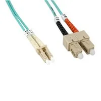 Micro Connectors OM3 LC Male to SC Male 10G Multi-Mode Fiber Optic Cable 9.8 ft. - Aqua