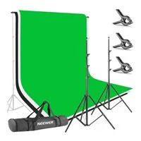 Neewer 8.5 x 10 ft Background Stand Support System with 6 x 9 ft Blackdrop (White, Black, Green)