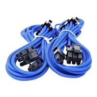 Micro Connectors 2-Pack Premium Sleeved 8 (6+2) Pin PCI-e GPU Power Extension Cable Blue - 45cm (1.5ft)