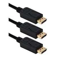 QVS DisplayPort 1.4 UltraHD 8K Cable with Latches 10 ft 3-Pack - Black