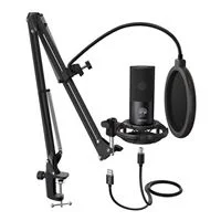 FiFine Studio Condenser USB Microphone Kit with Adjustable Scissor Arm Stand Shock Mount for Instruments Voice Overs Recording Podcasting YouTube Karaoke Gaming Streaming-T669