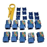 Micro Connectors CAT6 Unshielded Punch Down Keystone Jack with Tool -Blue (10 Pack)
