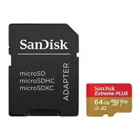 SanDisk 64GB Extreme PLUS microSDXC Class 10 A2 UHS-3 V30 Flash Memory Card with Adapter