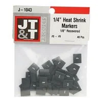 The Best Connection Assorted 1/4&quot; ID #0 thru #9 Black Heat Shrink Markers - 1/2&quot; Cut - 40 Pieces