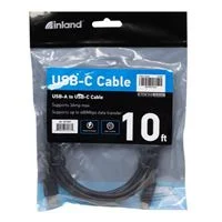 Inland USB 2.0 (Type-A) Male to USB 2.0 (Type-C) Male Cable 9.8 ft. - Black