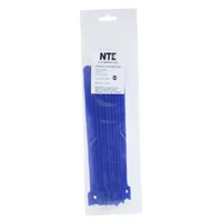 NTE Electronics Hook and Loop Cable Ties 10&quot; Blue 10 pack