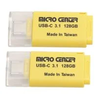 Micro Center 128GB USB Type-C SuperSpeed USB 3.1 (Gen 1) Flash Drive - Yellow (2 Pack)