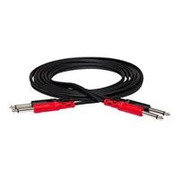 Hosa Technology Two 1/4&quot; Phone Male to Two 1/4&quot; Phone Male Unbalanced Cable (Molded Plugs) - 6.6 ft.